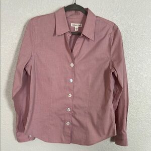 Coldwater Creek Ladies Long Sleeve Shirt Button Front Size M Pink 100% Cotton